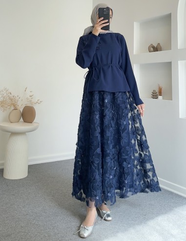 7244 papatya etek takım - lacivert