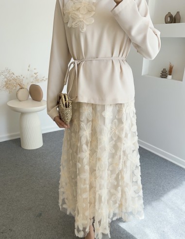 7244 papatya etek takım - Taş