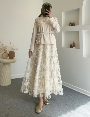 7244 papatya etek takım - Taş