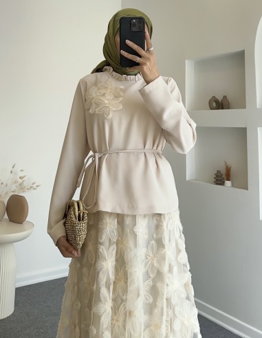 7244 papatya etek takım - Taş