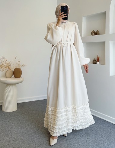 1546 hayal  elbise - Krem