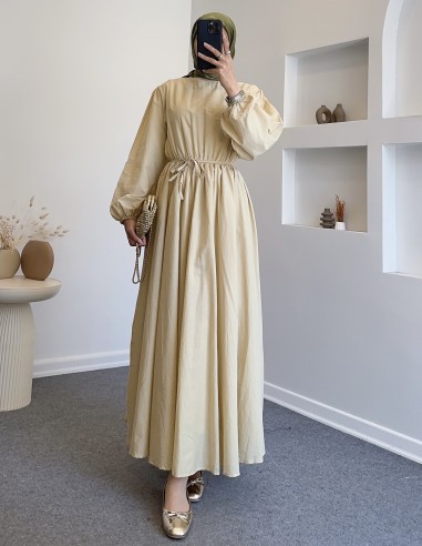 255001 premium vual elbise -Sarı