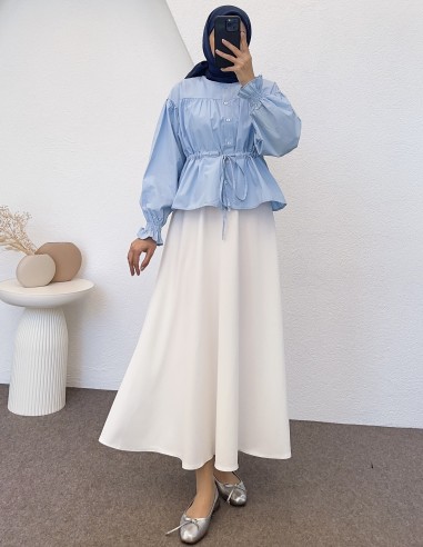 71273 Bel Tünelli Büzgülü Kısa Gömlek...