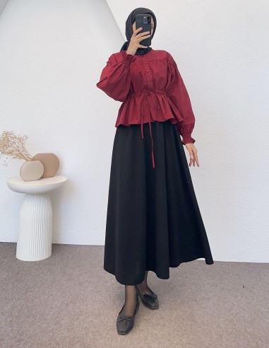 71273 Bel Tünelli Büzgülü Kısa Gömlek...