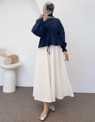 71273 Bel Tünelli Büzgülü Kısa Gömlek...