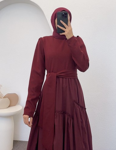 6001 elsa elbise -Bordo