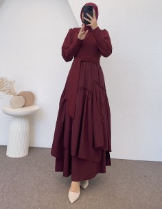 6001 elsa elbise -Bordo