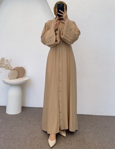 6913 liza ferace elbise - Bej