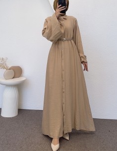 6913 liza ferace elbise - Bej