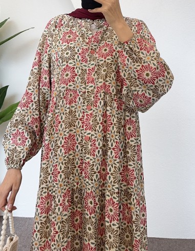 6093 Lalezar çiçek desenli elbise -...