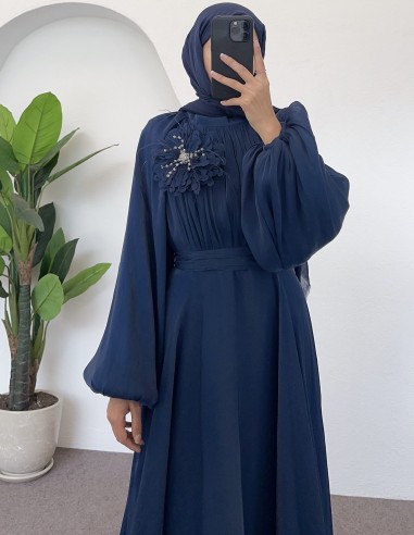 25Y-3023 drapeli elbise -lacivert