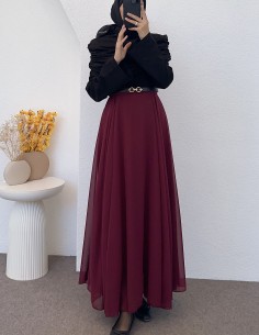 600 şifon etek Bordo