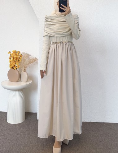 6164 omuz drapeli elbise -Taş