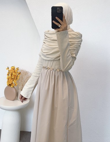 6164 omuz drapeli elbise -Taş