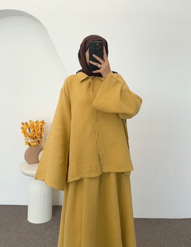 51862 müslin etek takım - yağ yeşili