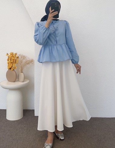 746 fiyonk bağlamalı gömlek - mavi