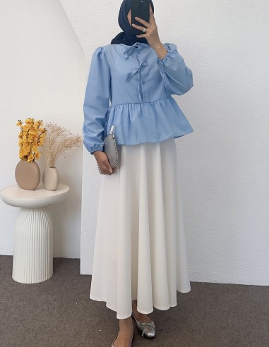 746 fiyonk bağlamalı gömlek - mavi