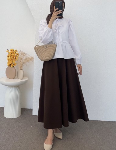 746 fiyonk bağlamalı gömlek -Beyaz