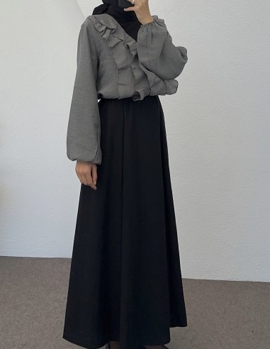 D29062 pamuklu etek -Siyah