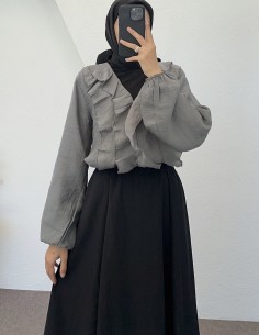 D29165 fırfır detay gömlek...