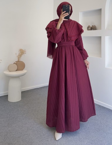 2695 sindi elbise -Bordo