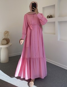 7864 miray elbise - Pembe