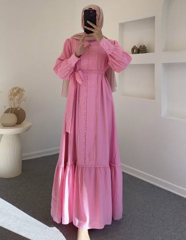 7864 miray elbise - Pembe