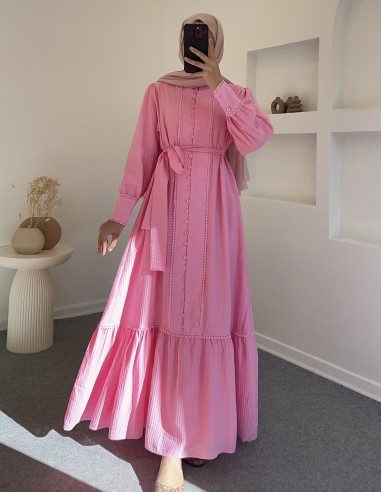 7864 miray elbise - Pembe