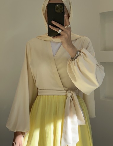 1313 kurvaze bağlamalı elfida bluz -Taş