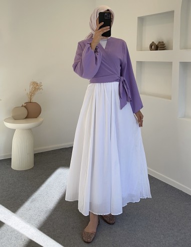 1313 kurvaze bağlamalı elfida bluz lila