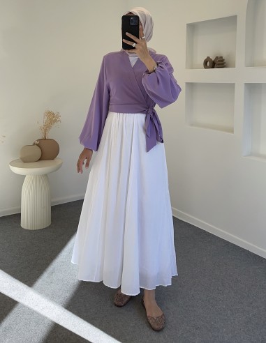 1313 kurvaze bağlamalı elfida bluz lila