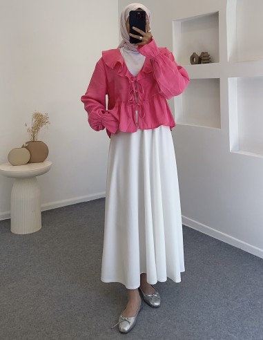 D29255 fırfır bluz - pembe