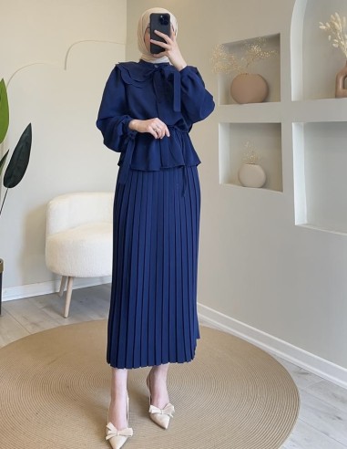 2095 bebe yaka etek takım-Lacivert