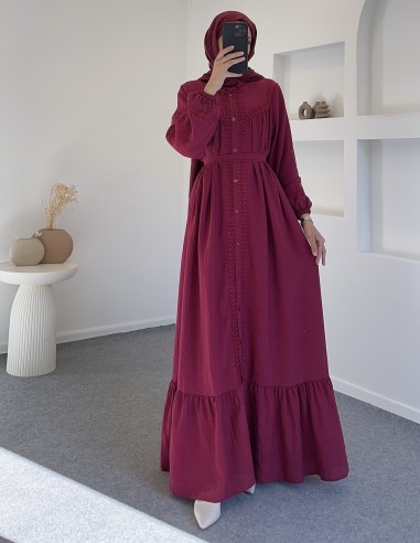 7853 ada elbise - bordo