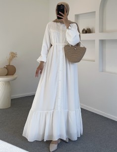 7853 ada elbise - Beyaz