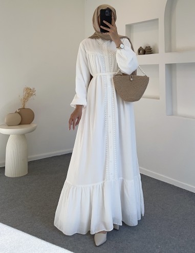 7853 ada elbise - Beyaz