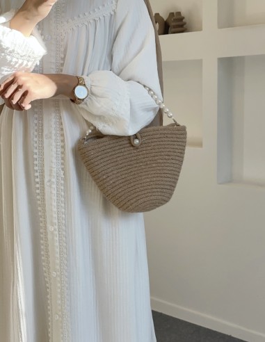 7853 ada elbise - Beyaz