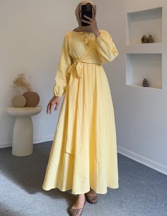 6090 bağlamalı elbise - sarı