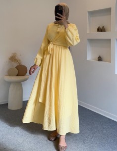 6090 bağlamalı elbise - sarı 2