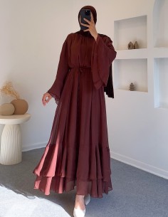 25197 şifon elbise - bordo