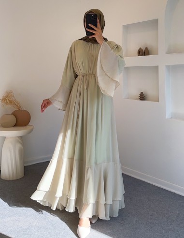 25197 şifon elbise -Buz yeşil