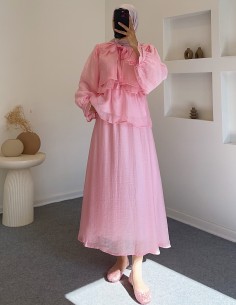 2720 fırfırlı takım -Pembe