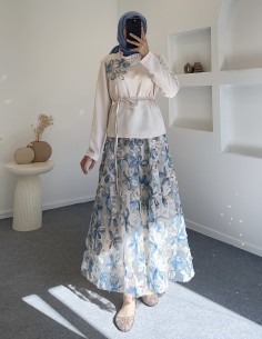 7244 papatya etek takım - Mavi 2