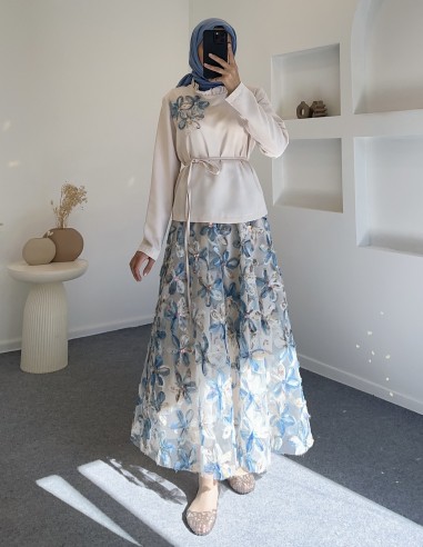 7244 papatya etek takım - Mavi