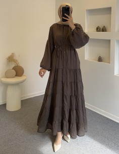 3341 shine elbise - kahverengi