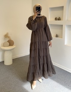 3341 shine elbise - kahverengi 2