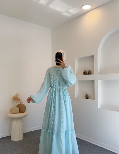 1543 ledy elbise -su yeşili