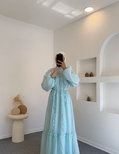 1543 ledy elbise -su yeşili