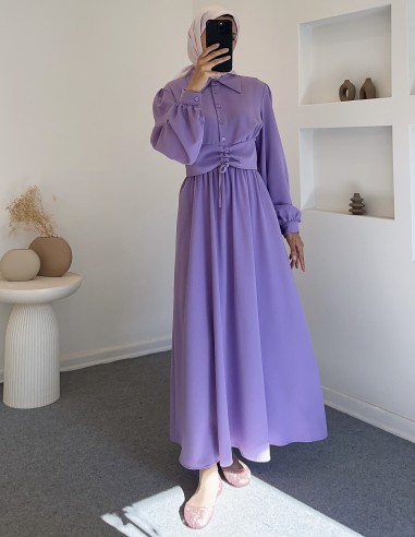 402 bel büzgülü takım -lila