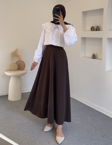 2975 nervür detay gömlek -Beyaz